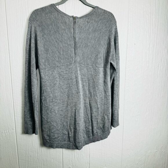 Joan Vass Gray Cashmere Rayon Blend Sweater Top Long Sleeve Zip Back Size Medium - Picture 4 of 11